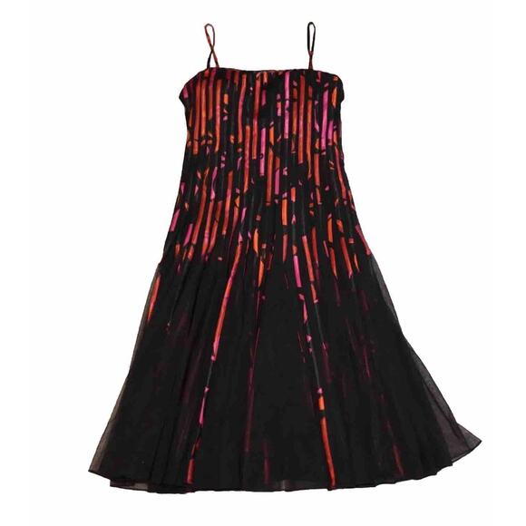 JS Collections Women 12P Dress multi color black combo Ribbon Trim Mesh - Picture 1 of 10